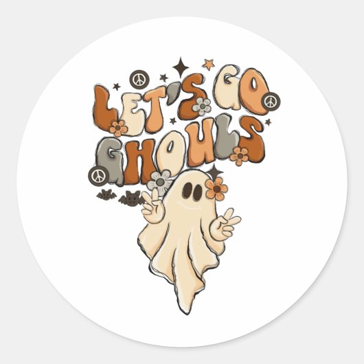 かわいい おもしろグールズ ハロウィン 秋 ラウンドシール (正面)