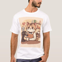 かわいい・おもしろ・あったか バリスタ猫とコーヒーのTシャツ