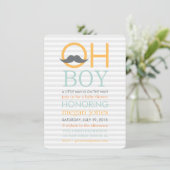 かわいい お坊ちゃん ヒゲ 赤ちゃんのお祝い 招待状 (スタンド正面)