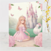 かわいい お姫様 パステルピンクのプリンセス カード (黄色い花)