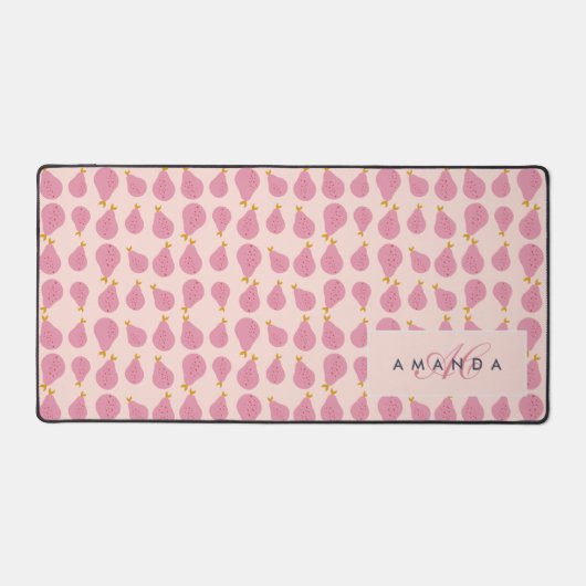 かわいい お嬢さんらしい フェミニンな パール モノグラムイニシャル ギフト デスクマット (正面)