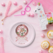 かわいい お嬢様 ピンク ロココ 靴 薔薇 リボン 名前 ペーパープレート (パーティー)
