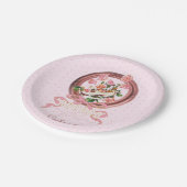 かわいい お嬢様 ピンク ロココ 靴 薔薇 リボン 名前 ペーパープレート (アングル)