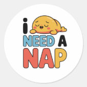 かわいい お昼寝が必要 面白い 眠い キャラクター ステッカー (正面)