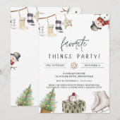 かわいい お気に入りのもの＆交換 クリスマスギフト 招待状 (正面/裏面)