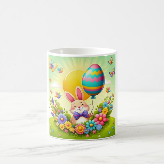かわいい&お洒落カラフルイースターバニー コーヒーマグカップ (中央)