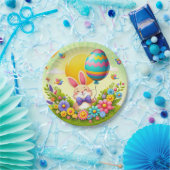 かわいい&お洒落カラフルイースターバニー ペーパープレート (パーティー)