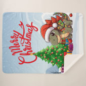 かわいい/お洒落ベビークリスマスステゴサウルス シェルパブランケット (正面(横))