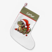 かわいい/お洒落ベビークリスマスディノ スモールクリスマスストッキング (正面 (吊り時))
