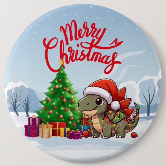 かわいい/お洒落ベビークリスマスディノ 缶バッジ (正面)