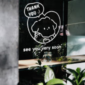 かわいい お礼＆またね 窓デカール 装飾 ウィンドウサイン