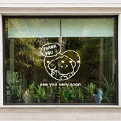 かわいい お礼＆またね 窓デカール 装飾 ウィンドウサイン