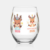 かわいい お祭り 幸せ 新年 2026 シャンパングラス ステムなしワイングラス (左)