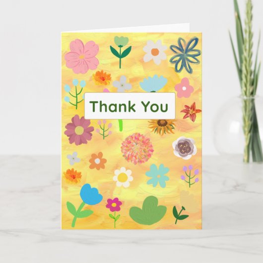 かわいい お花のデザインの感謝を伝えるカードです。 サンキューカード (正面)