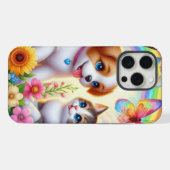かわいい・お茶目な子犬と子猫の虹 iPhoneケース (裏面横)