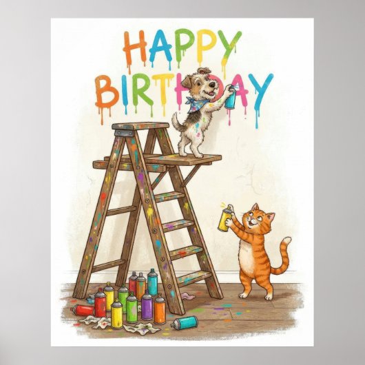 かわいい お誕生日おめでとう ポスター (正面)