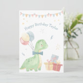 かわいい お誕生日おめでとう 恐竜 パーティー シーズンカード (スタンド正面)