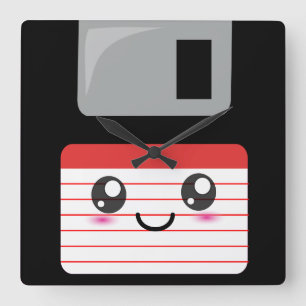 かわいい/かわいいの幸せなフロッピー・ディスク スクエア壁時計