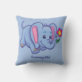 かわいい&かわいいベビーエレファントブルーパーソナライズされた クッション (裏面)
