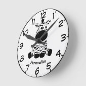 かわいい&かわいいベビーゼブラマンガ白黒 ラウンド壁時計 (傾斜)