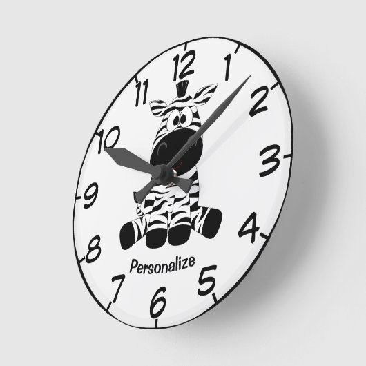 かわいい&かわいいベビーゼブラマンガ白黒 ラウンド壁時計 (傾斜)