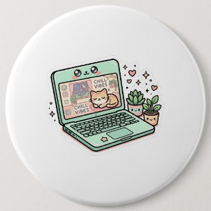 かわいい かわいい チルバイブス ノートパソコン 植木鉢 ステッカー 缶バッジ