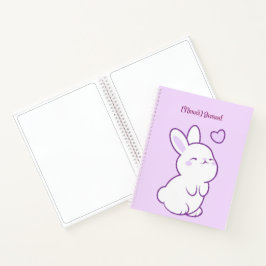 かわいい かわいい パステルパープルのうさぎのカスタムデザイン ノートブック