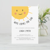 かわいい ここに太陽がやってくる ベビーシャワー 招待状 (スタンド正面)