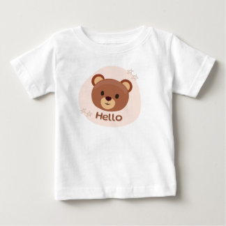 かわいい"こんにちは"テディベアのイラスト キッズTシャツ ベビーTシャツ