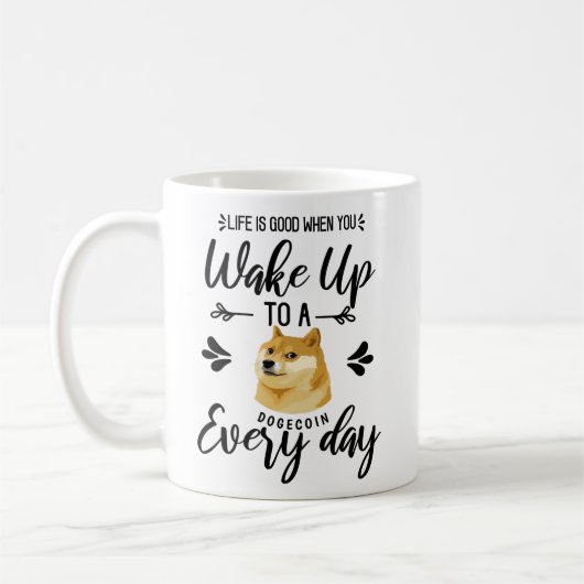 かわいい!すごい!Dogecoin Meme Hodl コーヒーマグカップ (左)
