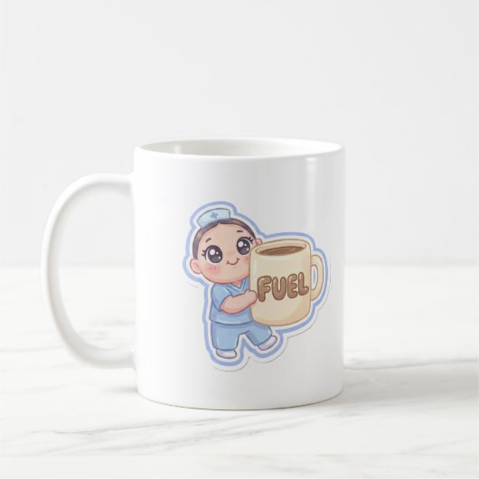 かわいい+ちびナース+巨大コーヒー給油マグ コーヒーマグカップ (左)