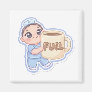 かわいい+ちびナース+巨大コーヒー+フューエル マグネット