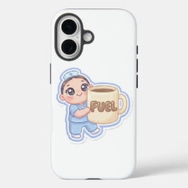かわいい+ちびナース+巨大コーヒー+燃料 iPhone 16ケース