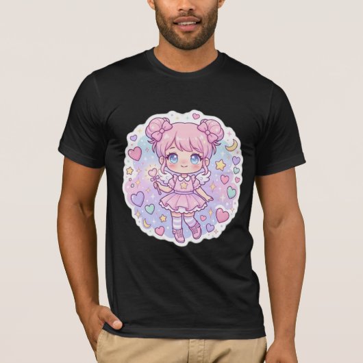 かわいい+ちび+アニメ+パステル+美少女+Tシャツ Tシャツ (正面)