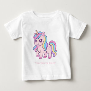 かわいい ぱわふる ユニコーン レインボー ガールズ バースデー ベビーTシャツ