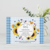 かわいい、ひまわりをテーマにした家族の再会デザイン 招待状 (スタンド正面)