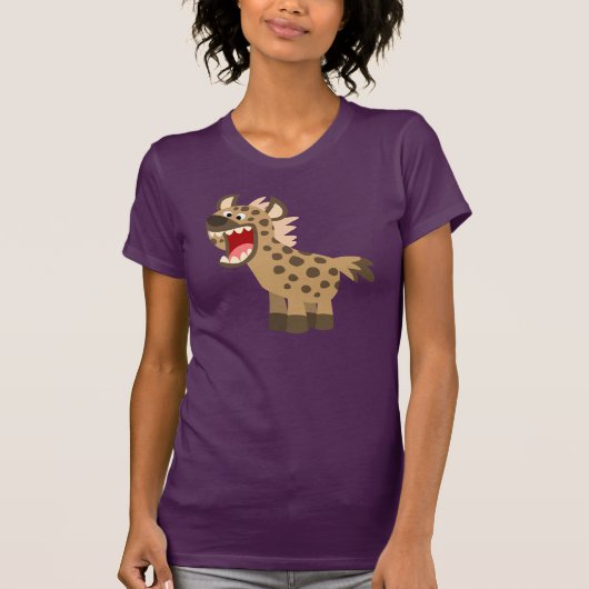 かわいい ひもじい カートゥーン ハイエナ 女性 Tシャツ (正面)