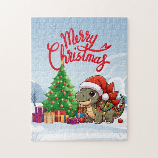 かわいい/ふしぎな赤ちゃんのクリスマスステゴサウルス ジグソーパズル (縦)