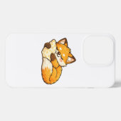 かわいい ふわふわ ねむねむ キツネ iPhoneケース (裏面横)