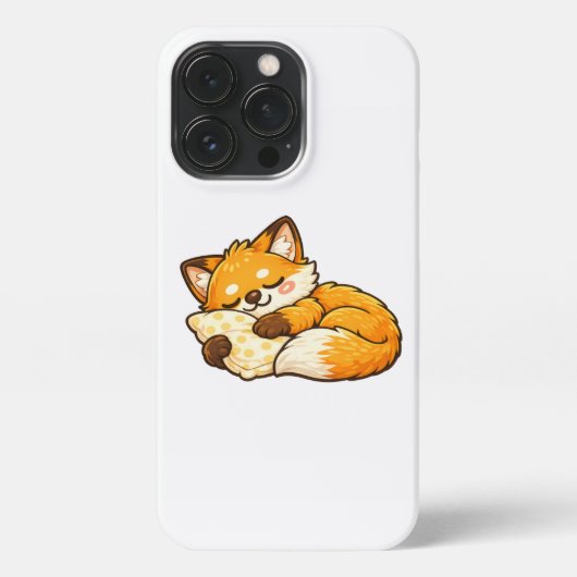 かわいい ふわふわ ねむねむ キツネ iPhoneケース (裏面)