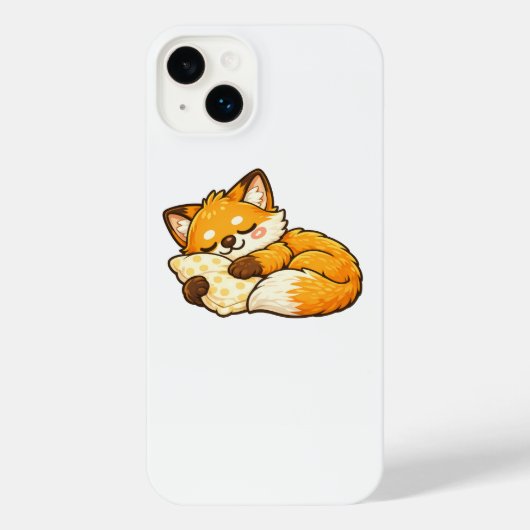 かわいい ふわふわ ねむねむ キツネ iPhoneケース (裏面)