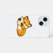 かわいい ふわふわ ねむねむ キツネ iPhone 15ケース (裏面横)