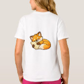 かわいい ふわふわ ねむねむ キツネ Tシャツ (裏面)