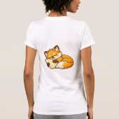 かわいい ふわふわ ねむねむ キツネ Tシャツ (裏面)
