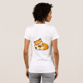 かわいい ふわふわ ねむねむ キツネ Tシャツ (裏面フル)