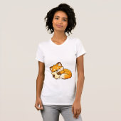 かわいい ふわふわ ねむねむ キツネ Tシャツ (正面フル)