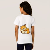 かわいい ふわふわ ねむねむ キツネ Tシャツ (裏面フル)