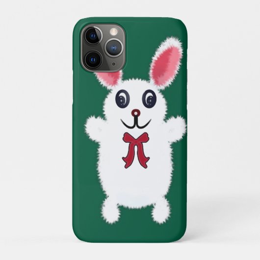 かわいい+ふわふわ+白いウサギ+赤いリボン+クリ Case-Mate iPhoneケース (裏)
