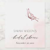 かわいい ほっこり ウォーターカラー 蝶 ブライダル シャワー ワインラベル (シングルラベル)