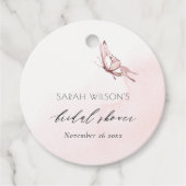 かわいい ほっこり 水彩蝶 ブライダルシャワー フェイバータグ (正面)